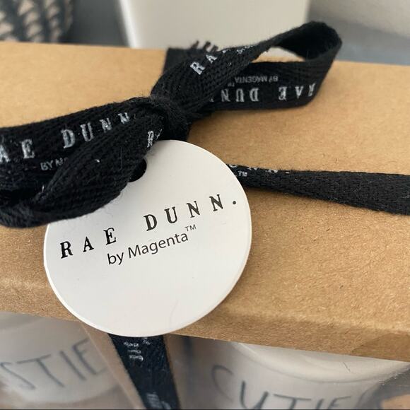 Rae Dunn BESTIES /CUTIES Ceramic 2pc Mini Canisters Gray Heart Topper NEW - Picture 5 of 5